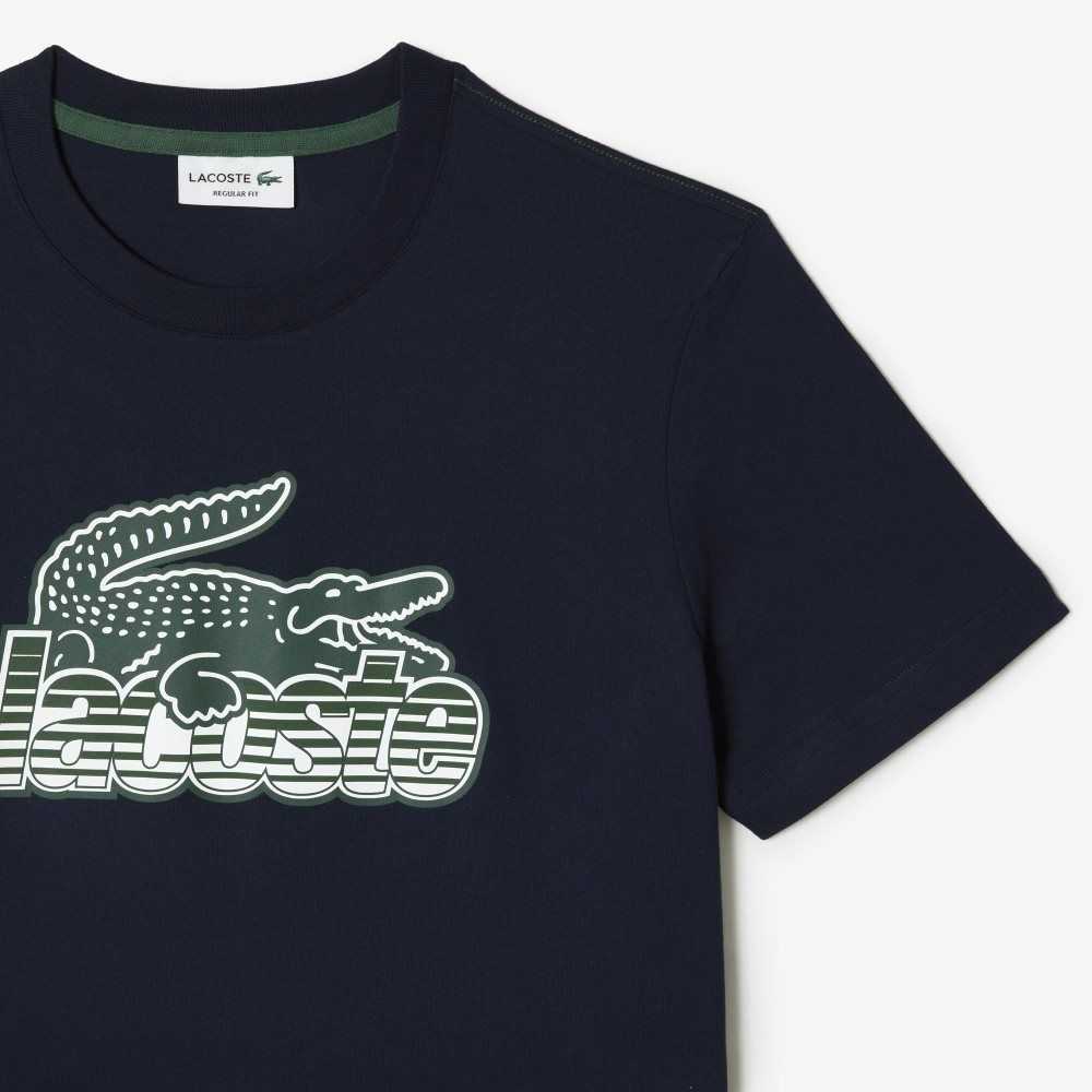 Lacoste Pamuklu Jersey Print T-Shirt Lacivert Mavi | DX1269835