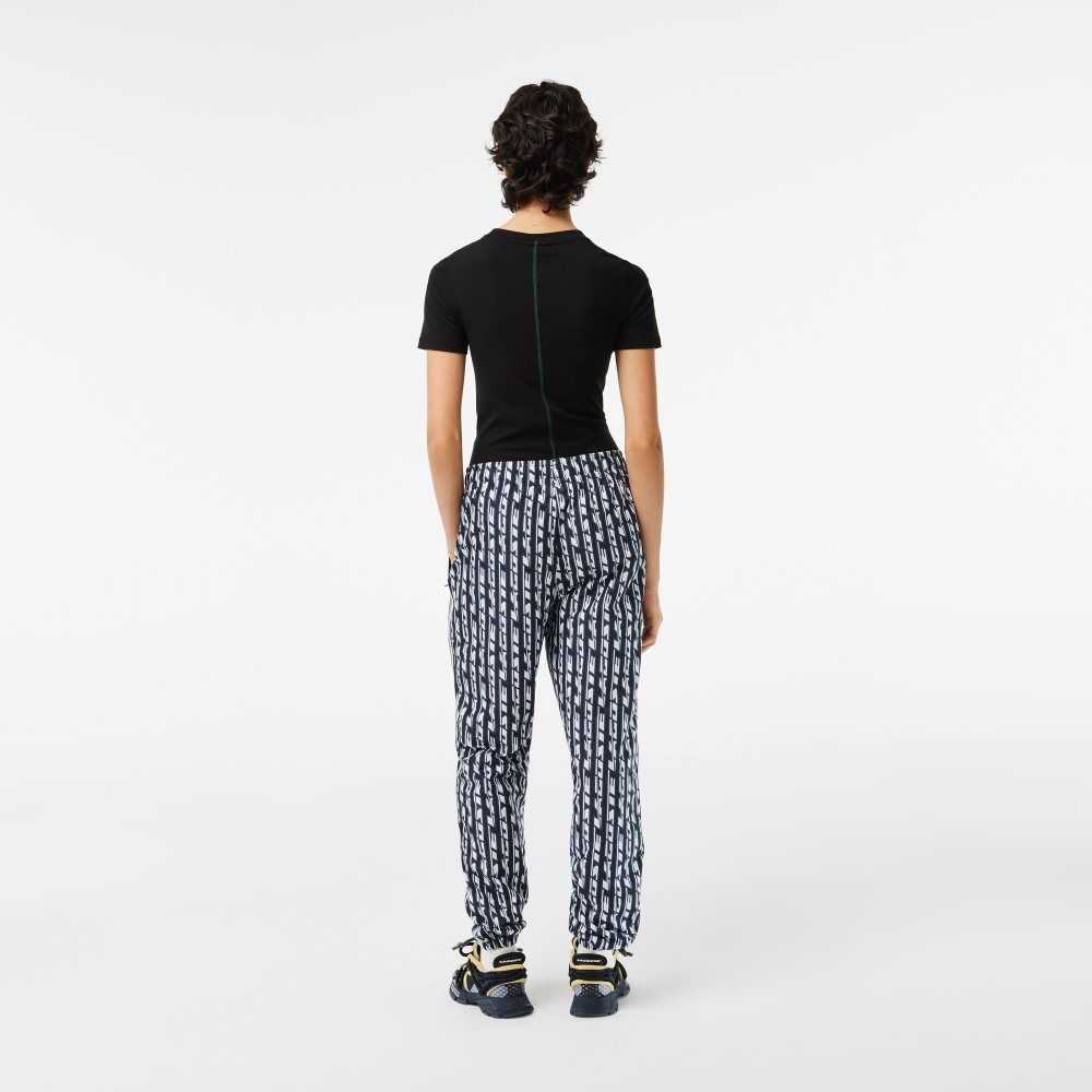 Lacoste Parça Pants with Logo Print Siyah Mavi Beyaz | PB2981037