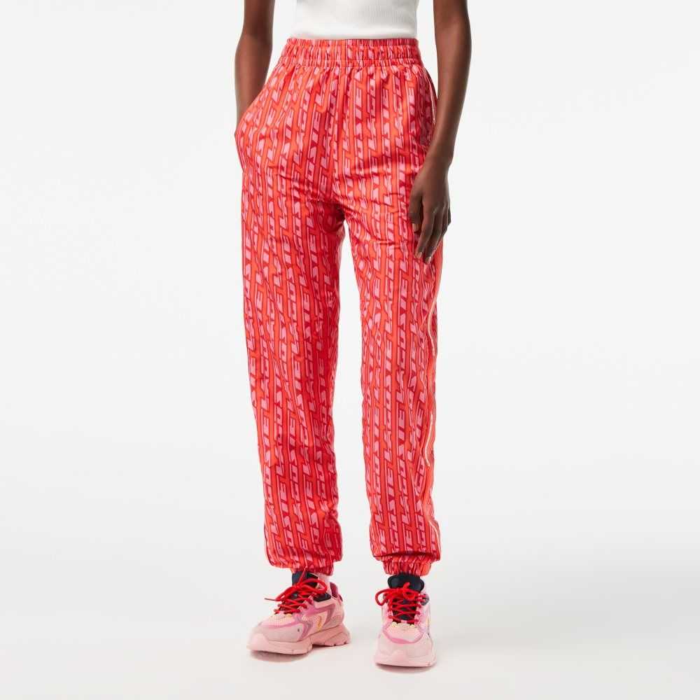 Lacoste Parça Pants with Logo Print Turuncu Kırmızı Pembe | NE8741603