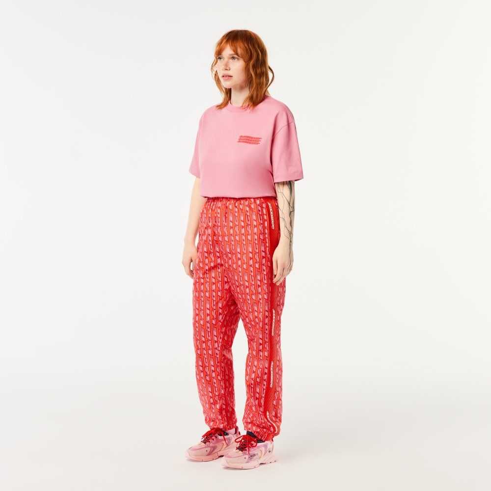 Lacoste Parça Pants with Logo Print Turuncu Kırmızı Pembe | NE8741603