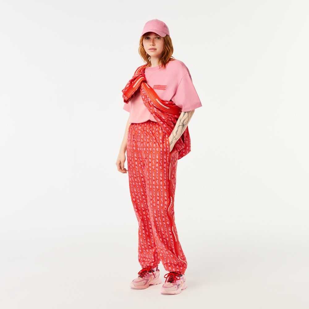 Lacoste Parça Pants with Logo Print Turuncu Kırmızı Pembe | NE8741603