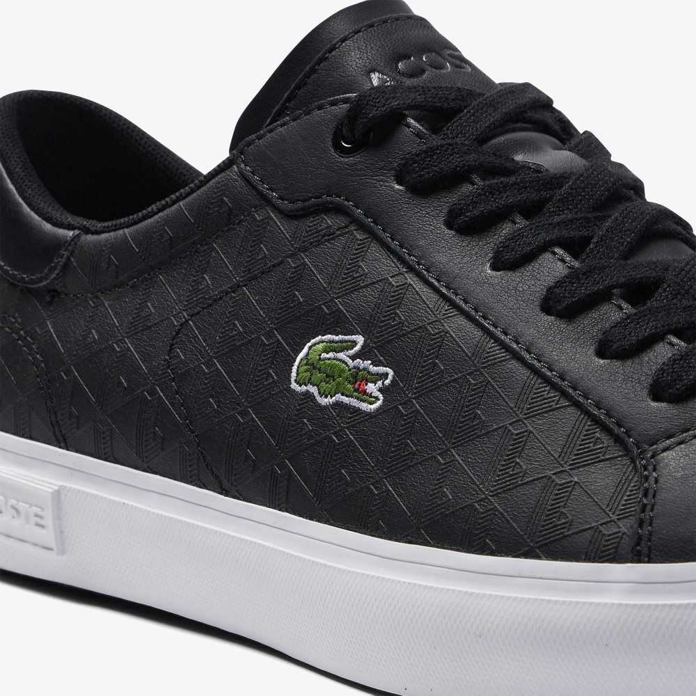 Lacoste Powercourt Deri Siyah Beyaz | MX7096581