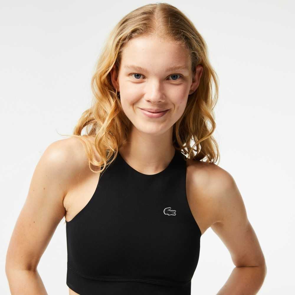 Lacoste Quick-Dry Recycled Polyamide Stretch Bra Siyah | JL1653790