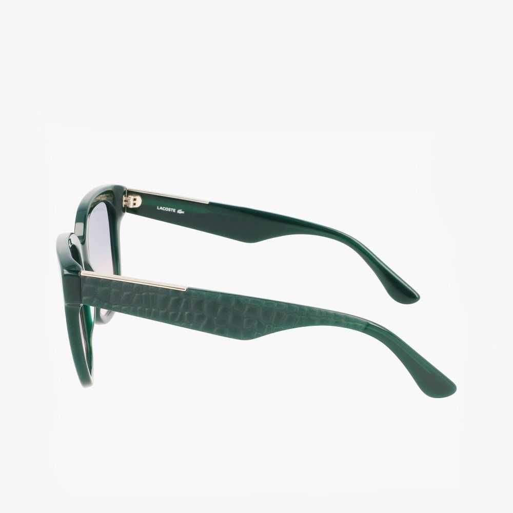 Lacoste Rectangle Acetate Croco Skin Yeşil | XD6072581