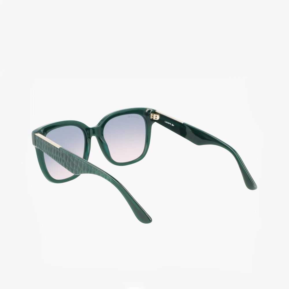 Lacoste Rectangle Acetate Croco Skin Yeşil | XD6072581