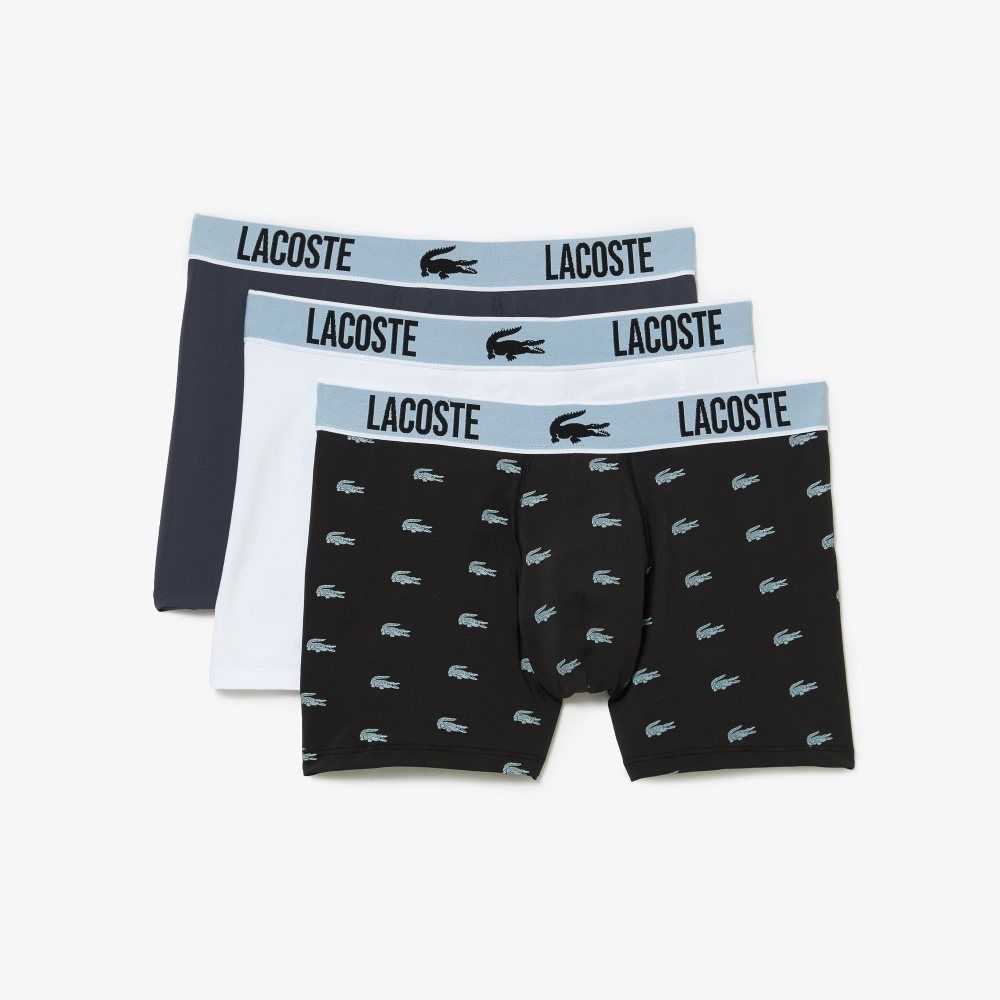 Lacoste Recycled Polyester Jersey Trunk 3-Pack Siyah Koyu Gri Beyaz | FA3750641