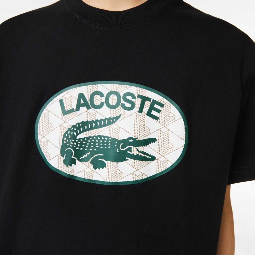 Lacoste Regular Fit Branded Monogram Print Siyah | OQ1867249