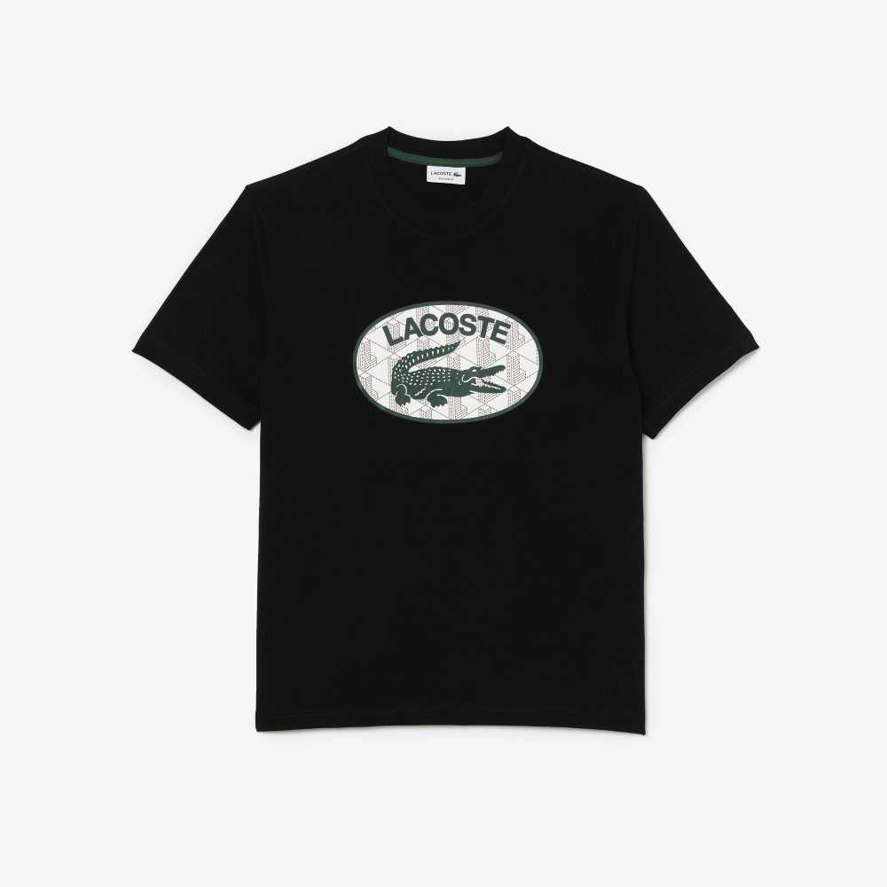 Lacoste Regular Fit Branded Monogram Print Siyah | OQ1867249