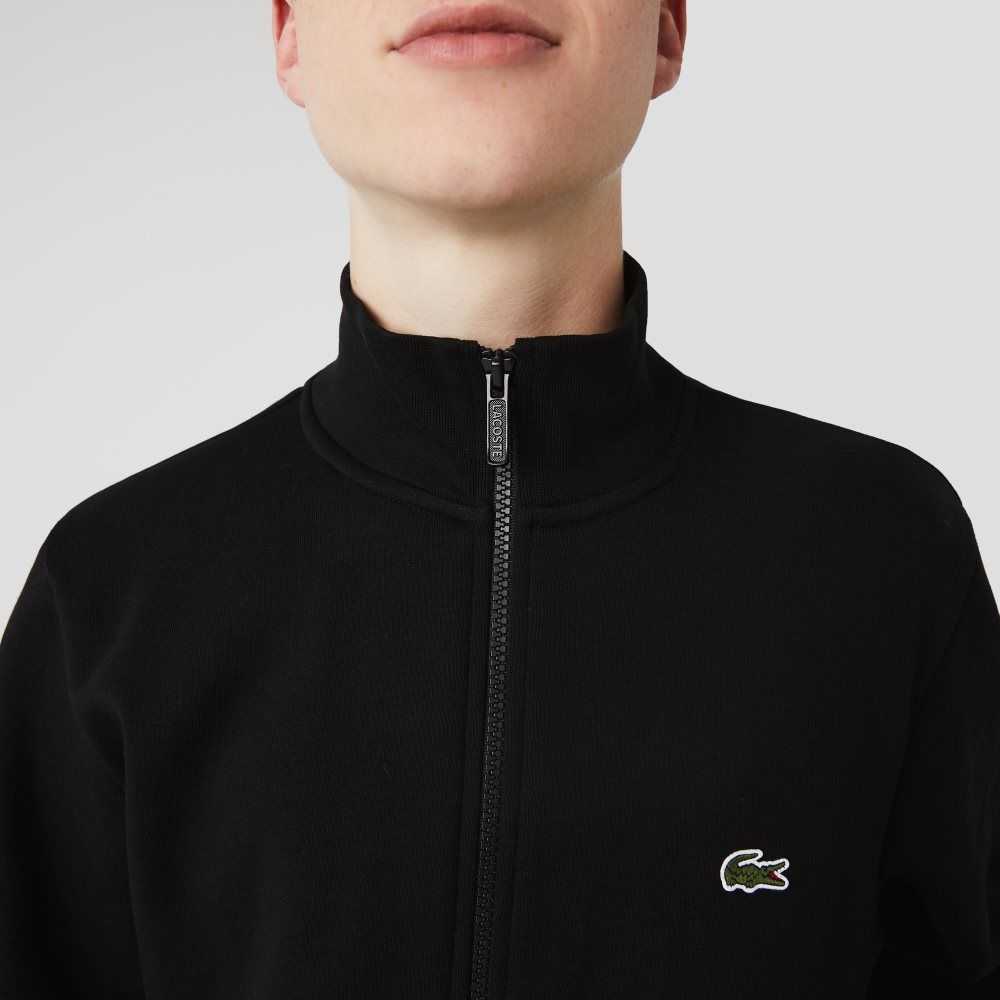 Lacoste Regular Fit Brushed Fleece Zippered Siyah | CU1965043