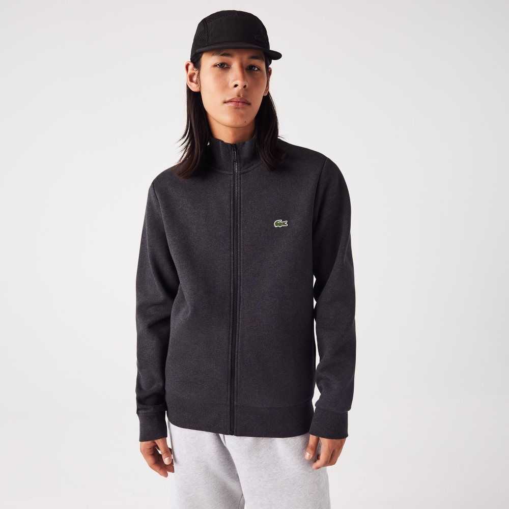 Lacoste Regular Fit Brushed Fleece Zippered Gri | SR7543620