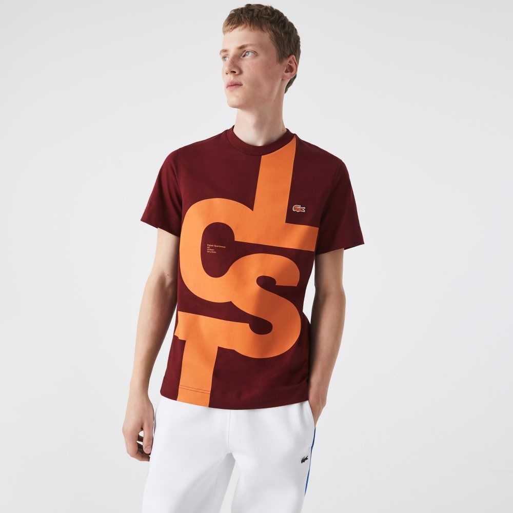 Lacoste Regular Fit Contrast Lettering Pamuklu Bordo | MJ7431568