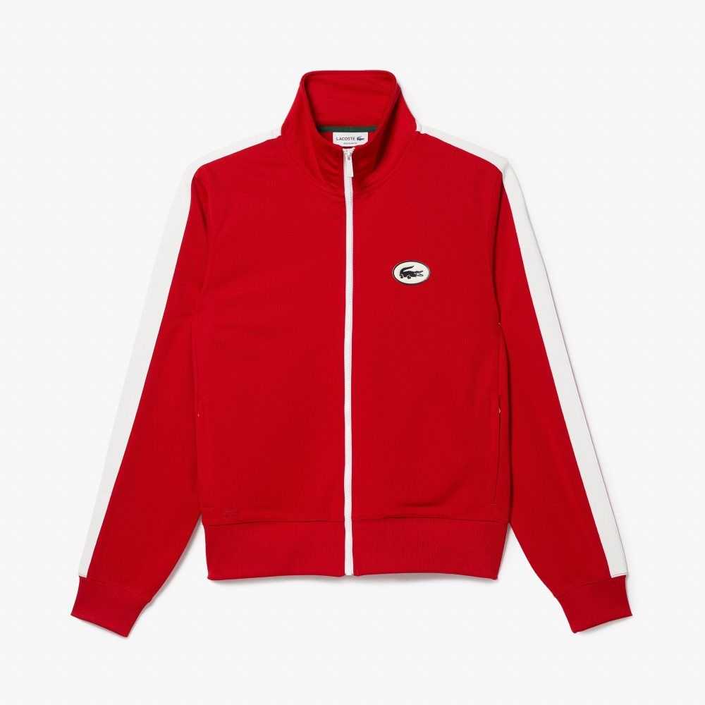 Lacoste Regular Fit High-Neck Pique Zip Kırmızı | OZ6548129