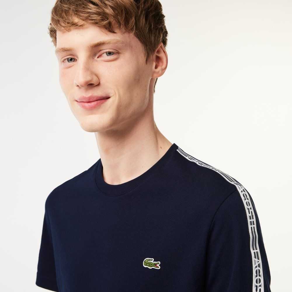 Lacoste Regular Fit Logo Stripe Lacivert Mavi | ZH5832169