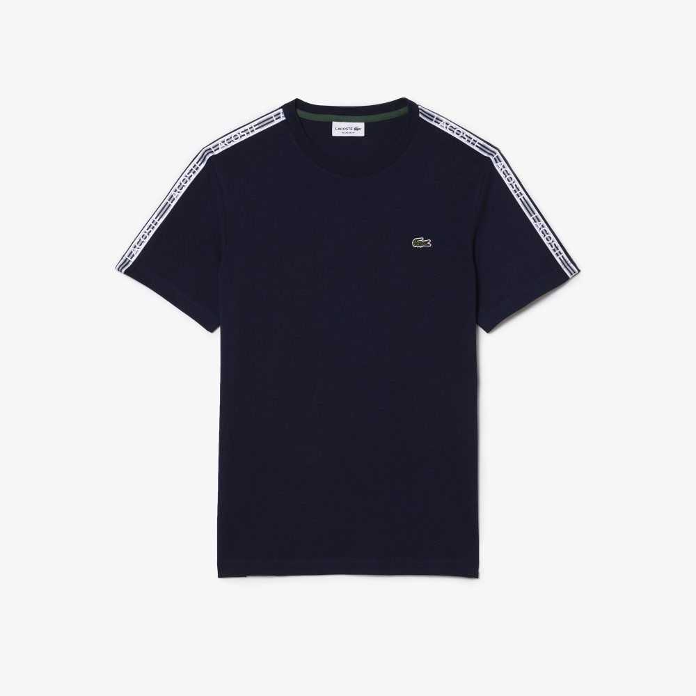 Lacoste Regular Fit Logo Stripe Lacivert Mavi | ZH5832169