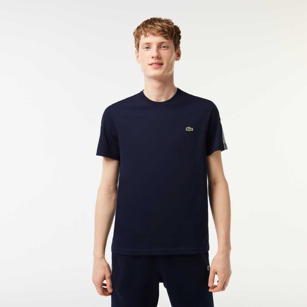 Lacoste Regular Fit Logo Stripe Lacivert Mavi | ZH5832169