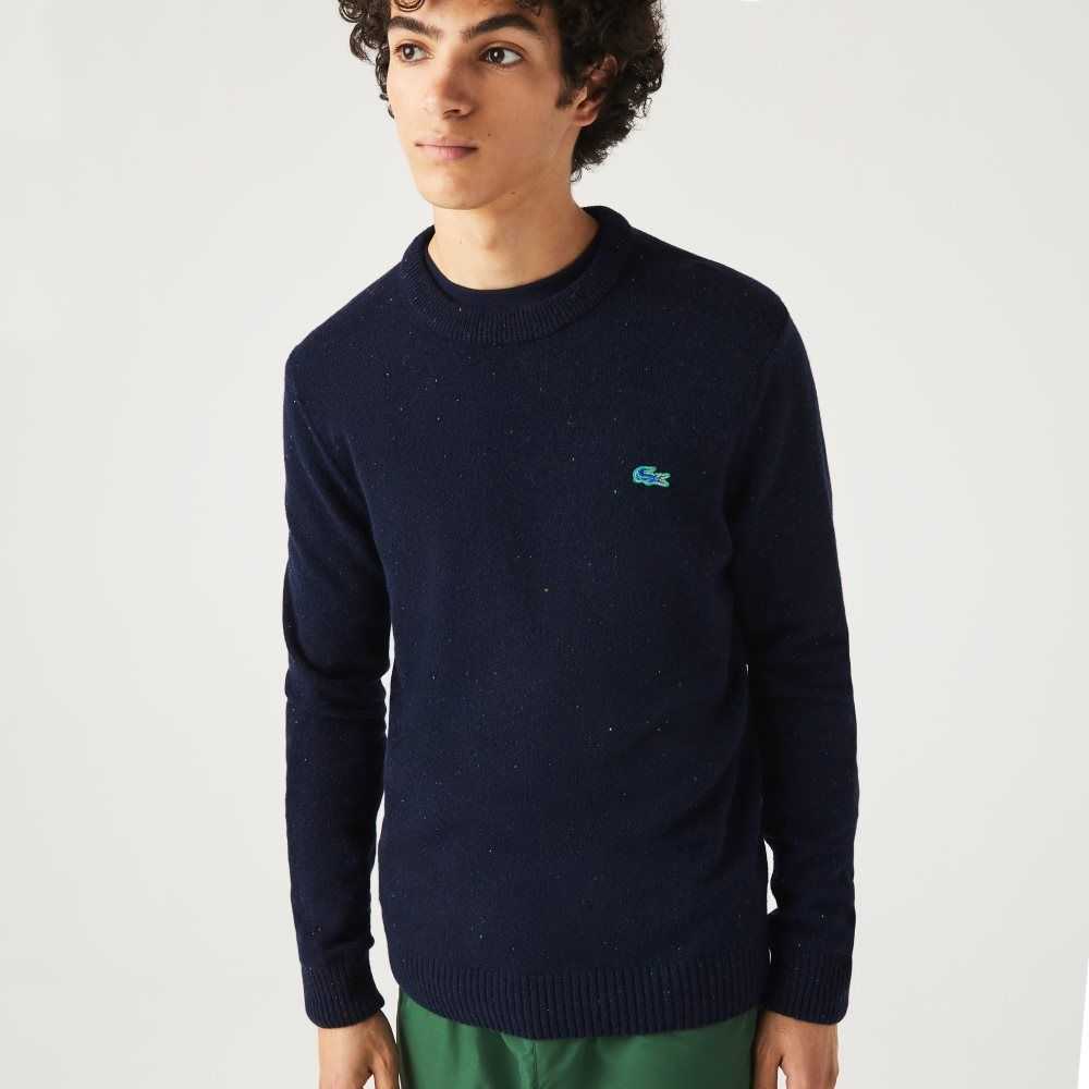 Lacoste Regular Fit Speckled Print Yün Jersey Lacivert Mavi | NS6452973