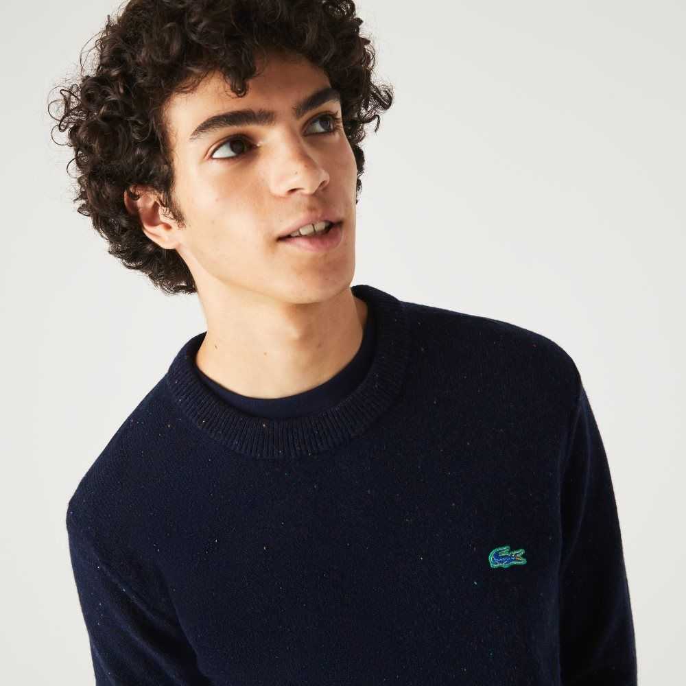 Lacoste Regular Fit Speckled Print Yün Jersey Lacivert Mavi | NS6452973