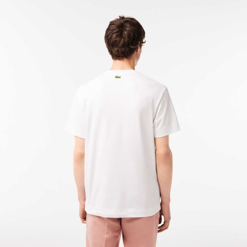 Lacoste Relaxed Fit Branded Pamuklu Beyaz Yeşil | PU8950436