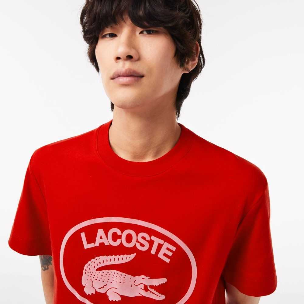 Lacoste Relaxed Fit Branded Pamuklu Kırmızı Pembe | IX9386270