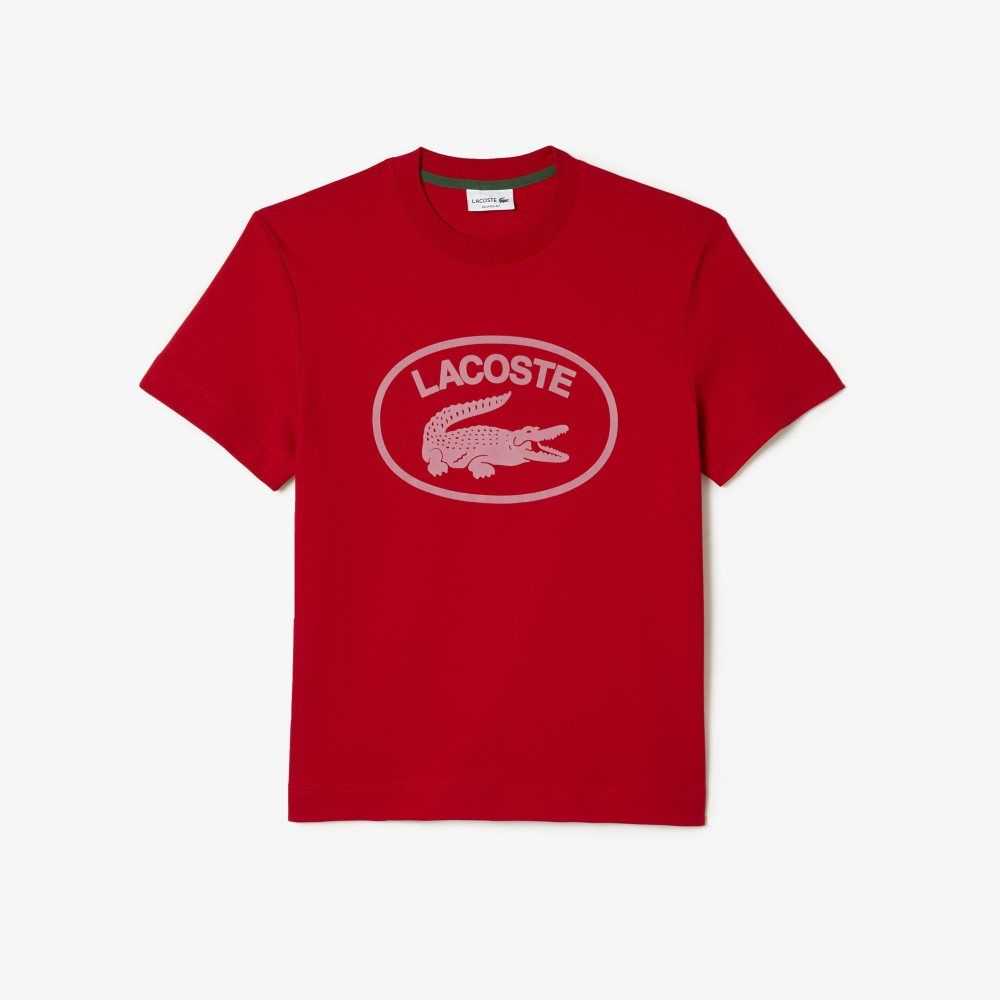 Lacoste Relaxed Fit Branded Pamuklu Kırmızı Pembe | IX9386270