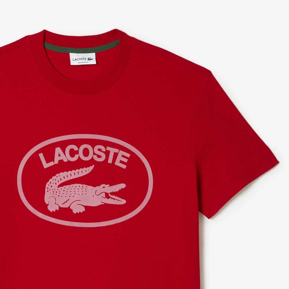 Lacoste Relaxed Fit Branded Pamuklu Kırmızı Pembe | IX9386270