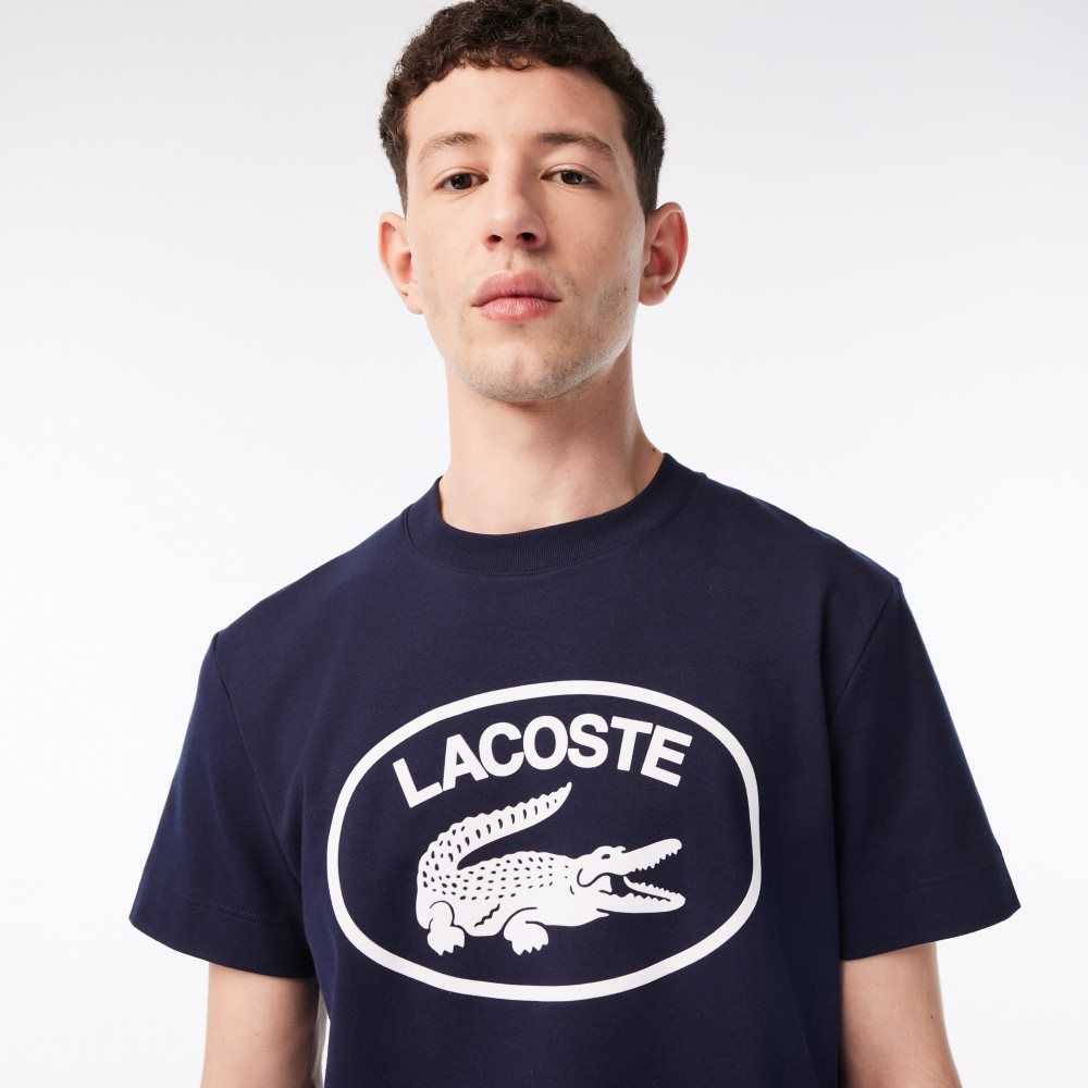 Lacoste Relaxed Fit Branded Pamuklu Lacivert Mavi Beyaz | BO2716439