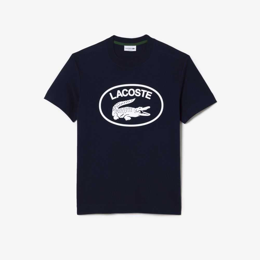 Lacoste Relaxed Fit Branded Pamuklu Lacivert Mavi Beyaz | BO2716439