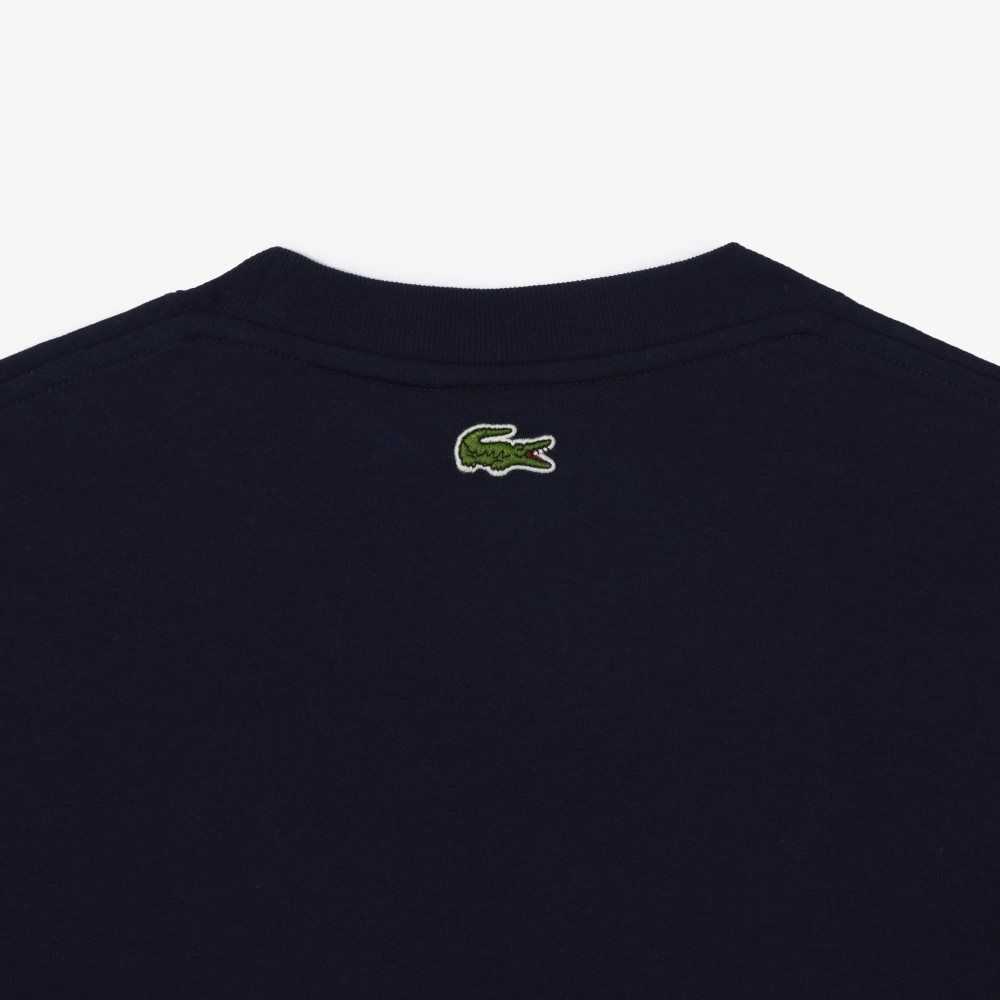 Lacoste Relaxed Fit Branded Pamuklu Lacivert Mavi Beyaz | BO2716439