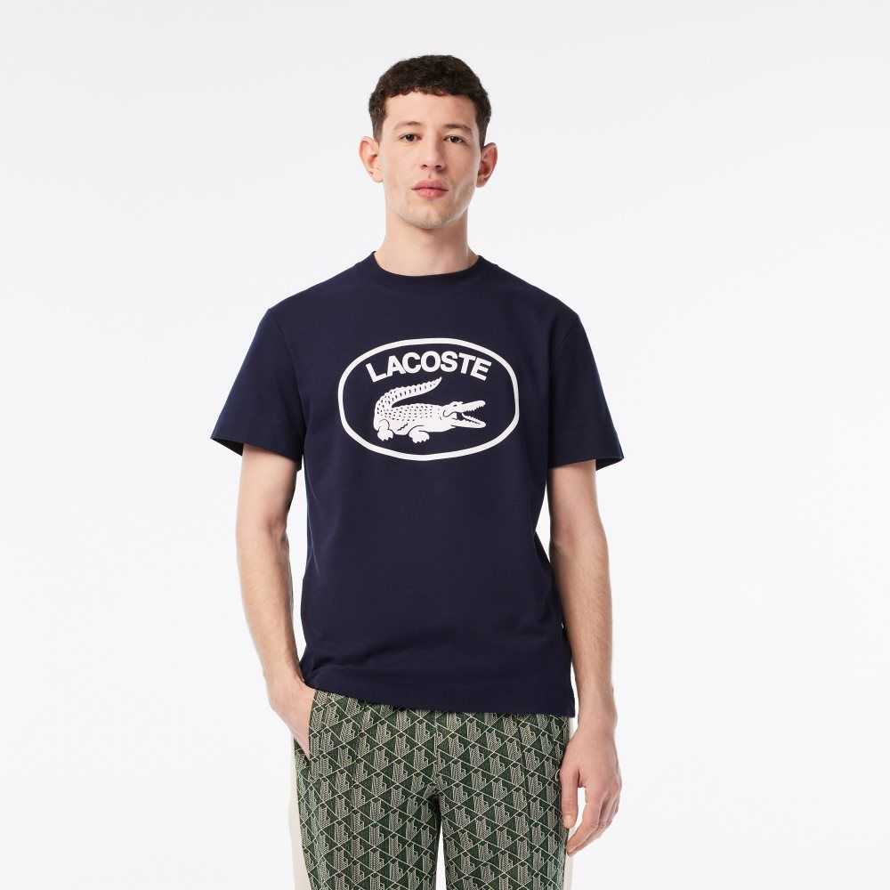 Lacoste Relaxed Fit Branded Pamuklu Lacivert Mavi Beyaz | BO2716439