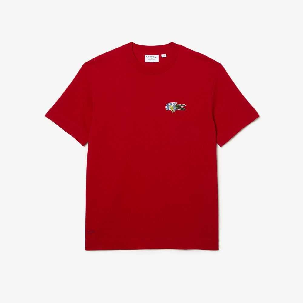 Lacoste Relaxed Fit Comic Effect Badge Kırmızı | MP2043156