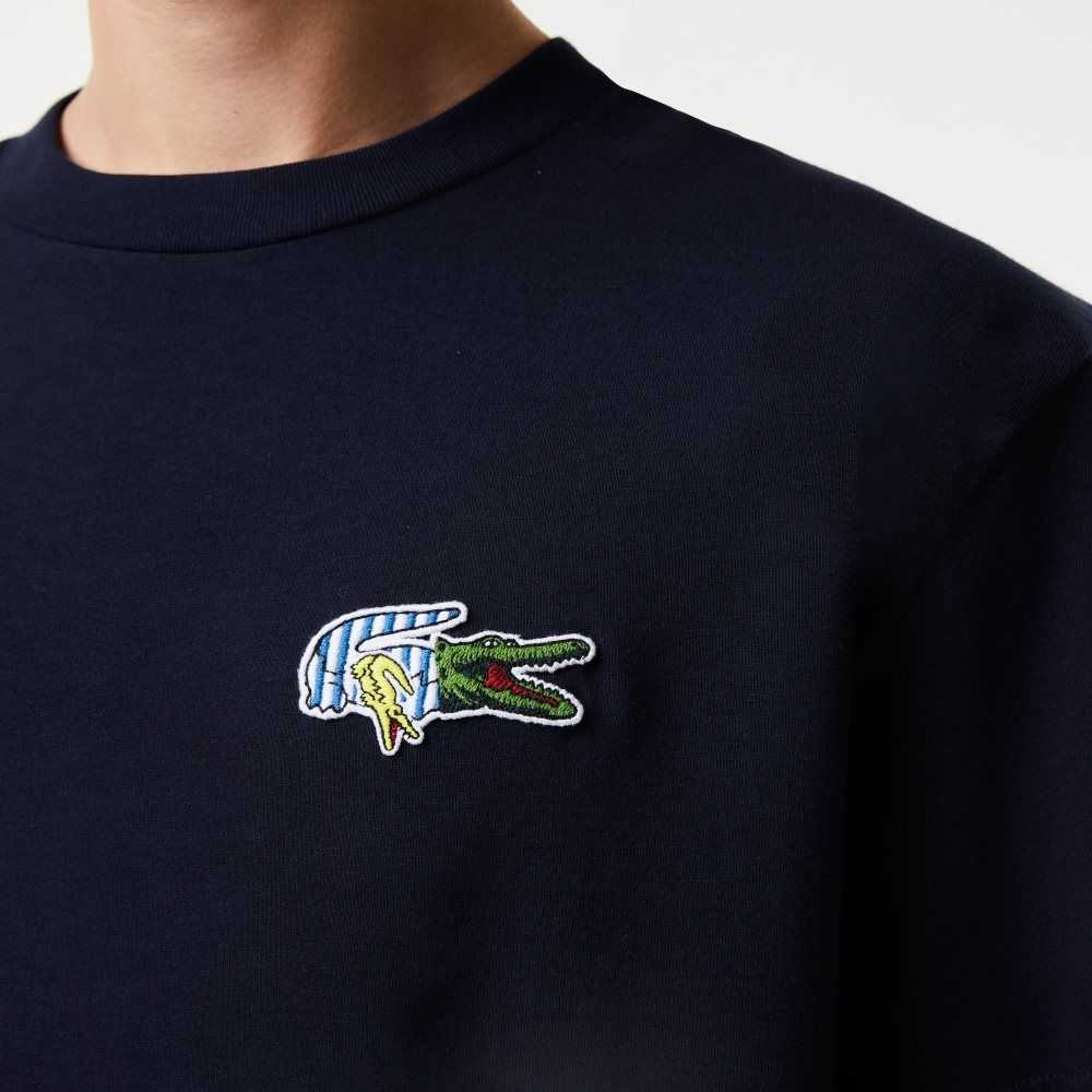 Lacoste Relaxed Fit Comic Effect Badge Lacivert Mavi | MY5078146