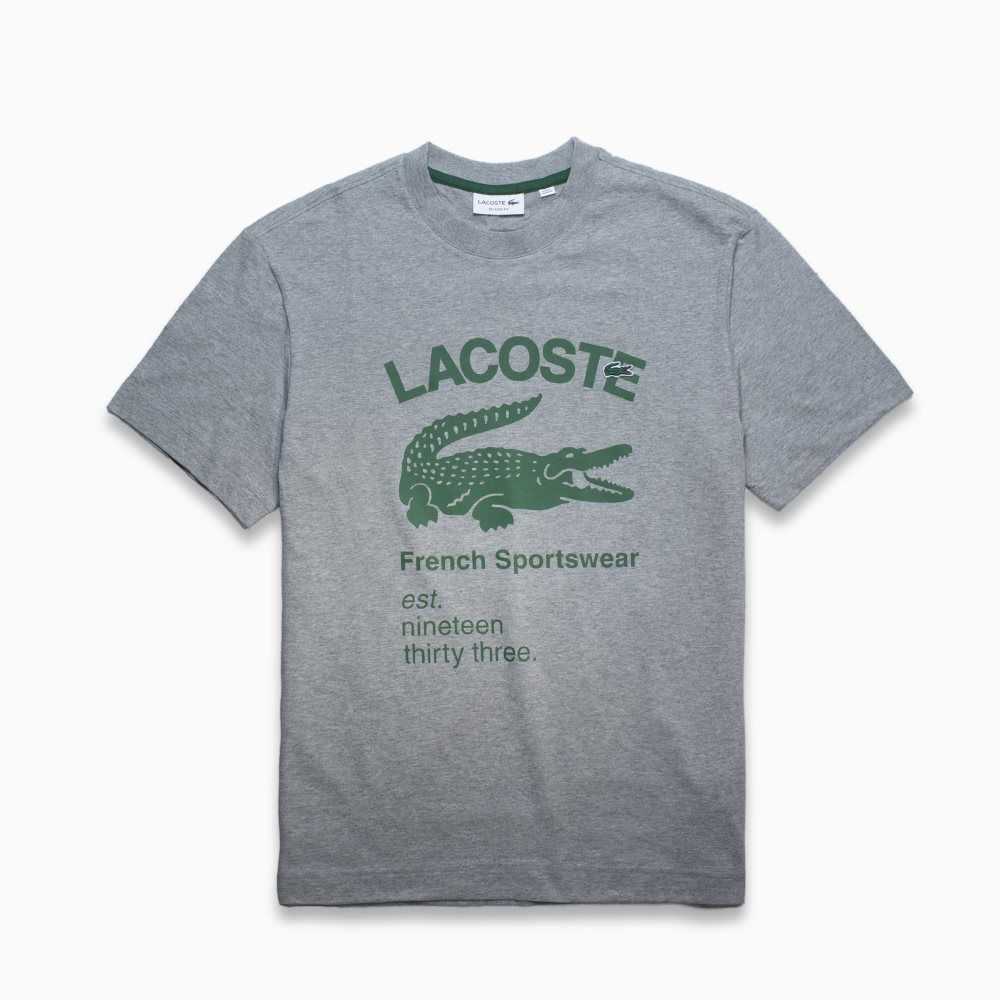 Lacoste Relaxed Fit Crocodile Gri | OT9340568