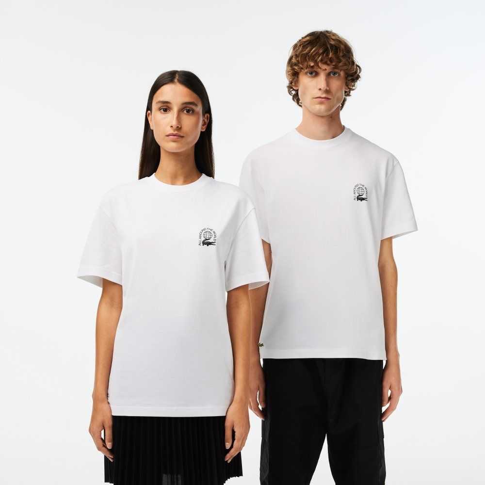 Lacoste Relaxed Fit Organic Pamuklu Jersey Beyaz | LN9607348