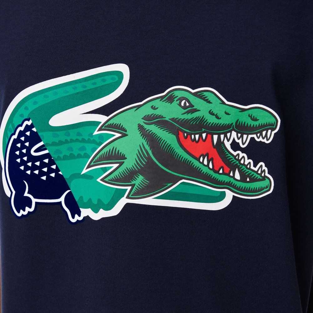 Lacoste Relaxed Fit Oversized Crocodile Lacivert Mavi | VC5496317