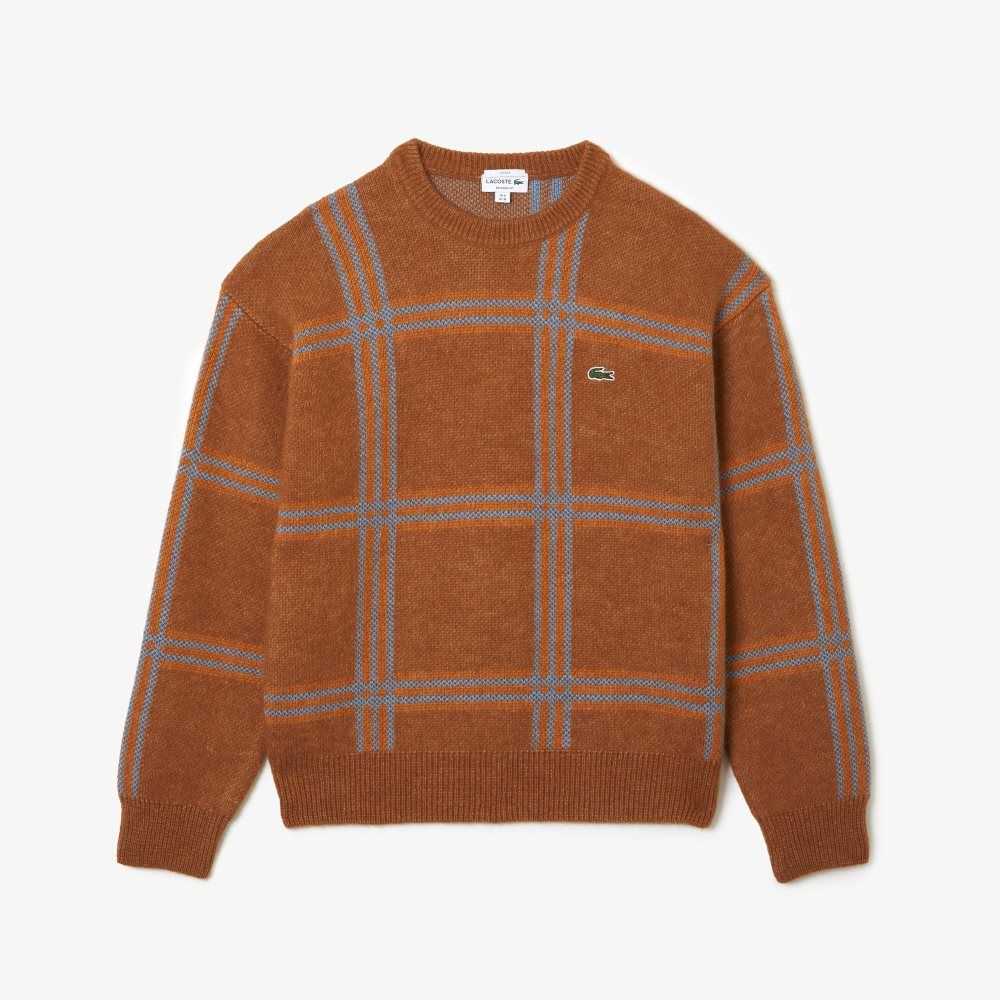 Lacoste Relaxed Fit Tartan Pattern Yün Blend Kahverengi Mavi Turuncu | VC3072486