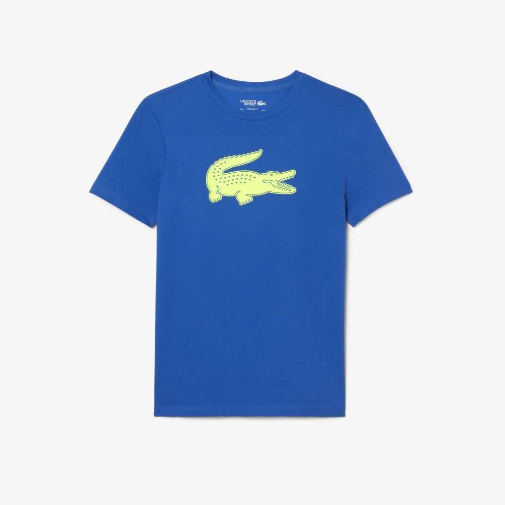 Lacoste SPORT 3D Print Crocodile Nefes Alabilir Jersey Mavi Sarı | WJ9803762