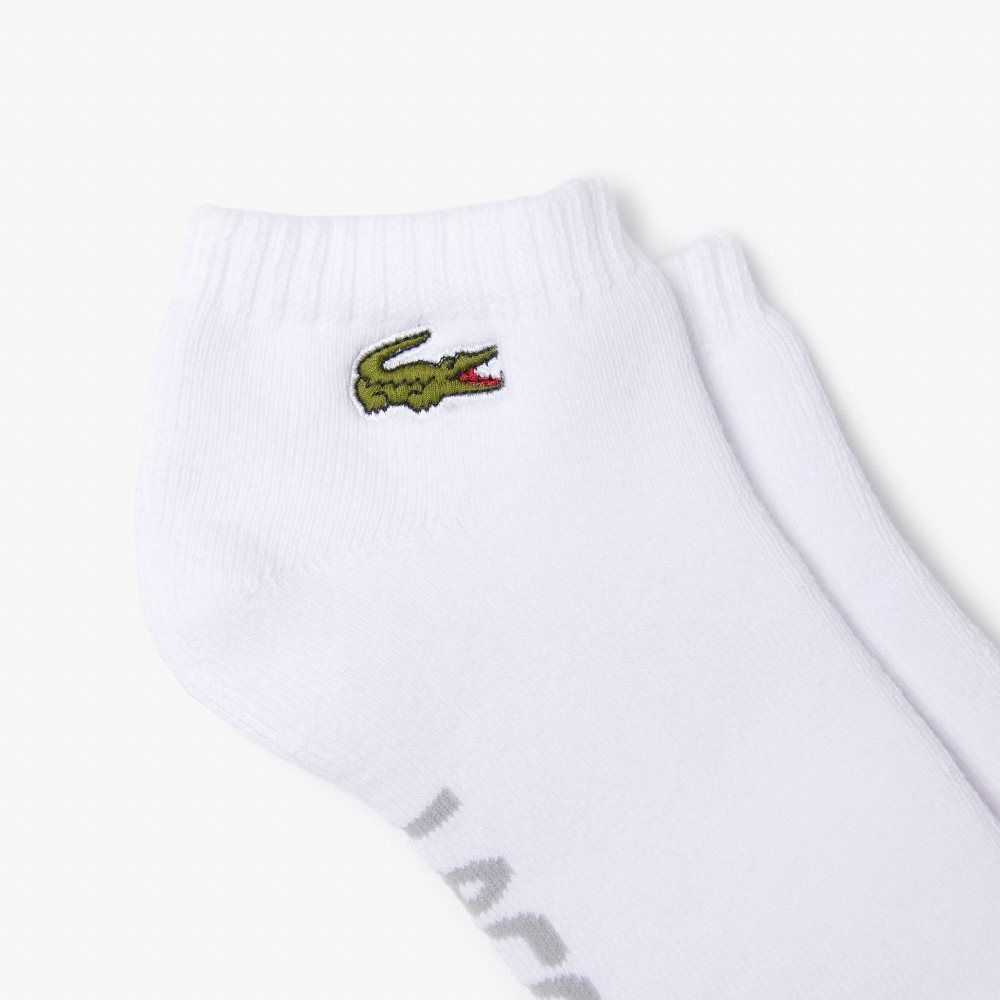 Lacoste SPORT Branded Stretch Pamuklu Low-Cut Beyaz Gri | BU5631082