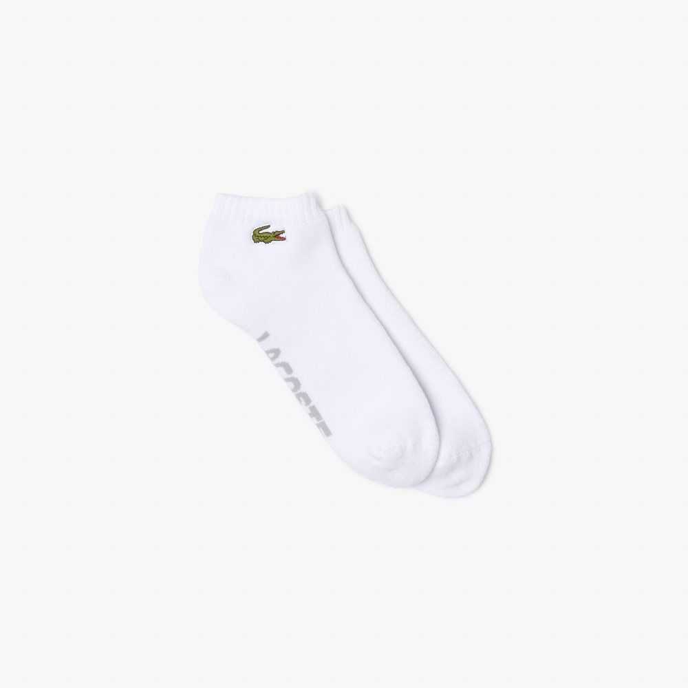 Lacoste SPORT Branded Stretch Pamuklu Low-Cut Beyaz Gri | BU5631082