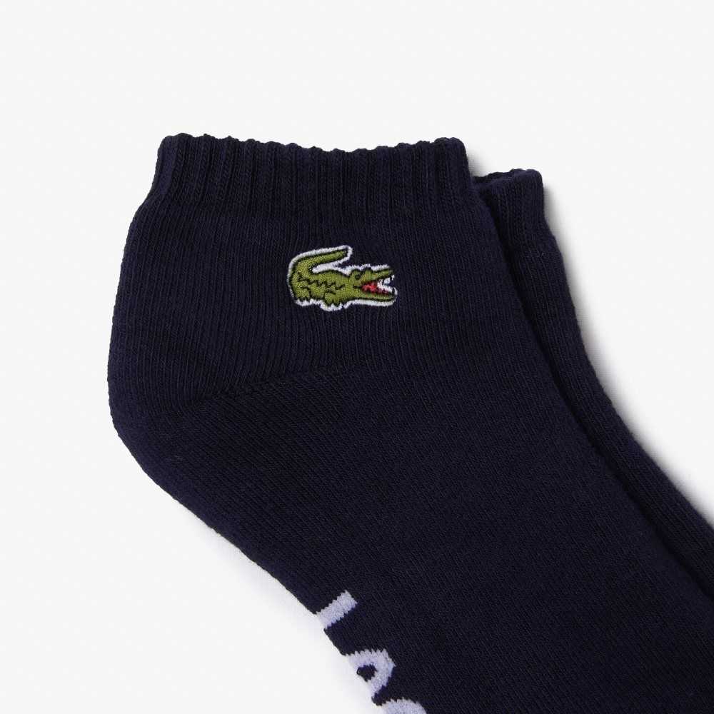 Lacoste SPORT Branded Stretch Pamuklu Low-Cut Lacivert Mavi Beyaz | HD9842617