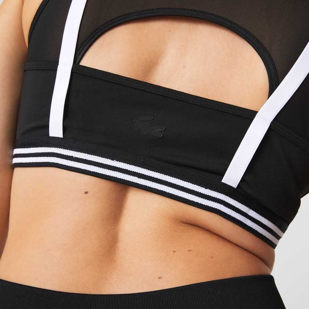 Lacoste SPORT Contrast Accents Sports Bra Siyah Beyaz Siyah | VX7058369