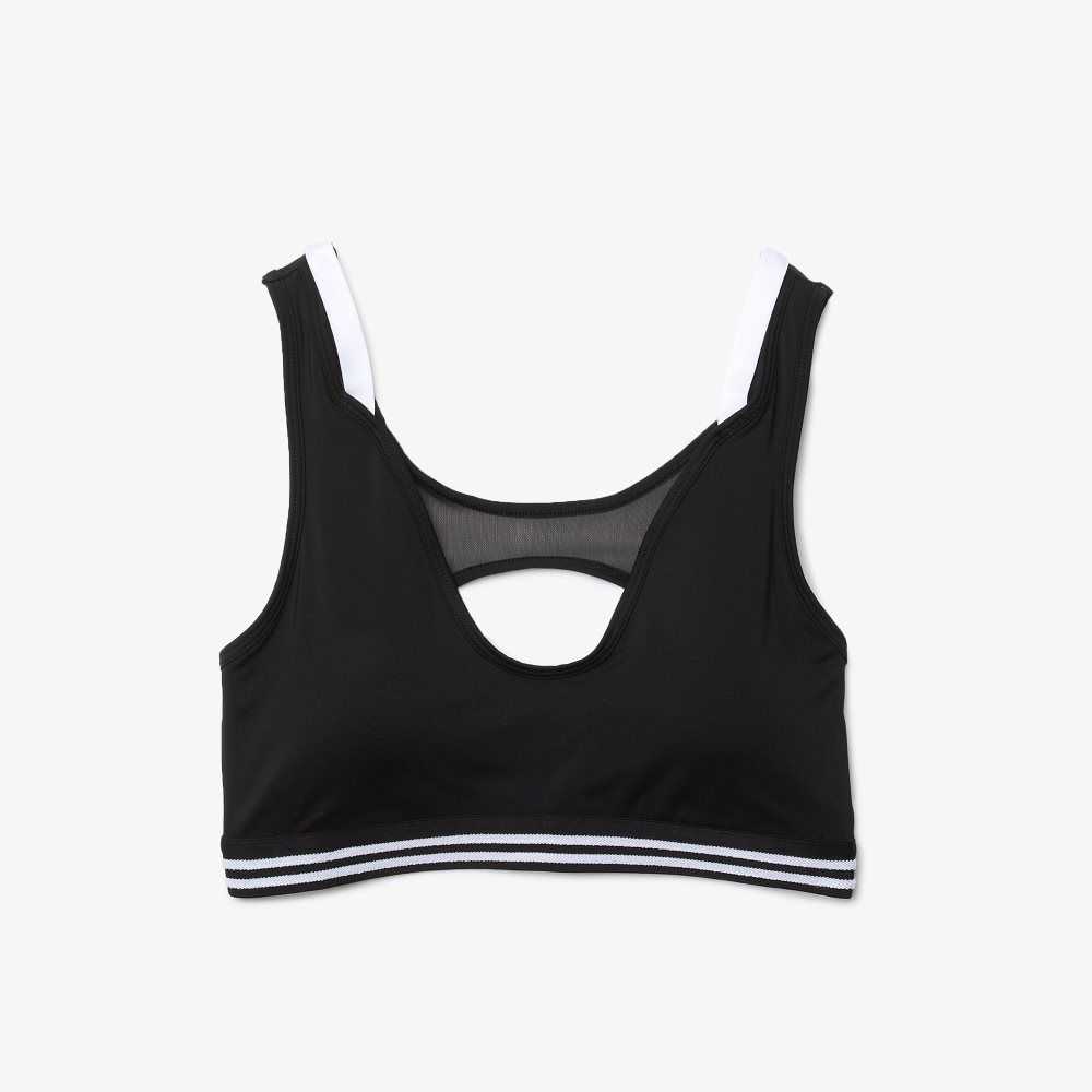 Lacoste SPORT Contrast Accents Sports Bra Siyah Beyaz Siyah | VX7058369