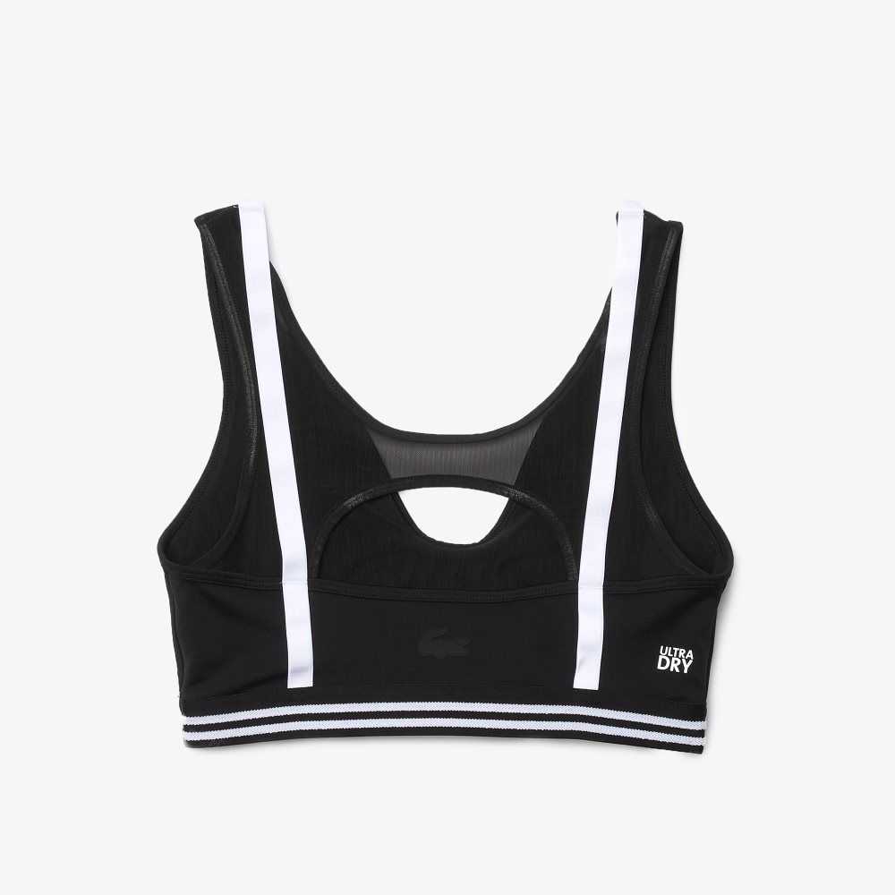 Lacoste SPORT Contrast Accents Sports Bra Siyah Beyaz Siyah | VX7058369