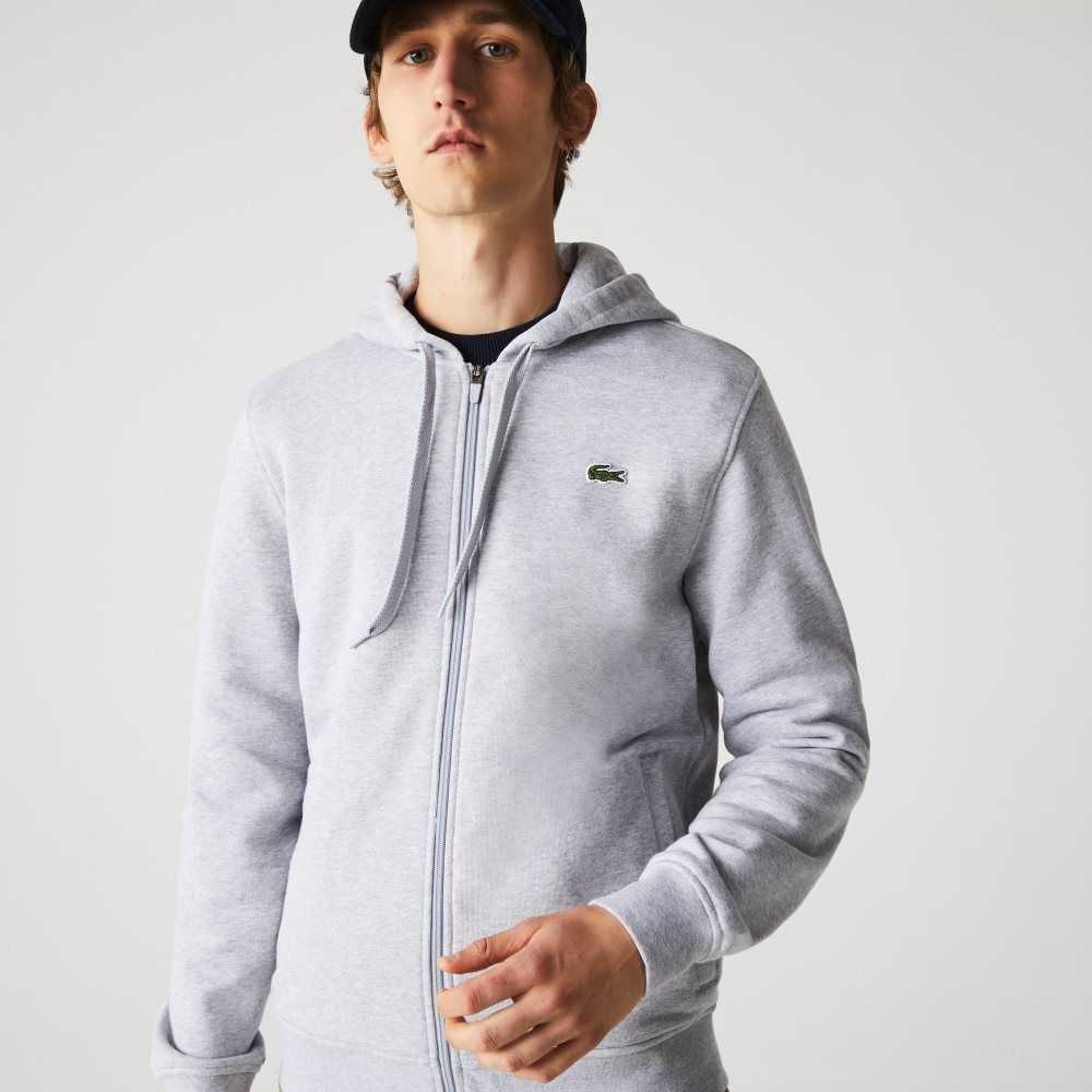 Lacoste SPORT Hafif Bi-material Hoodie Gri Açık Gri | PI5469132