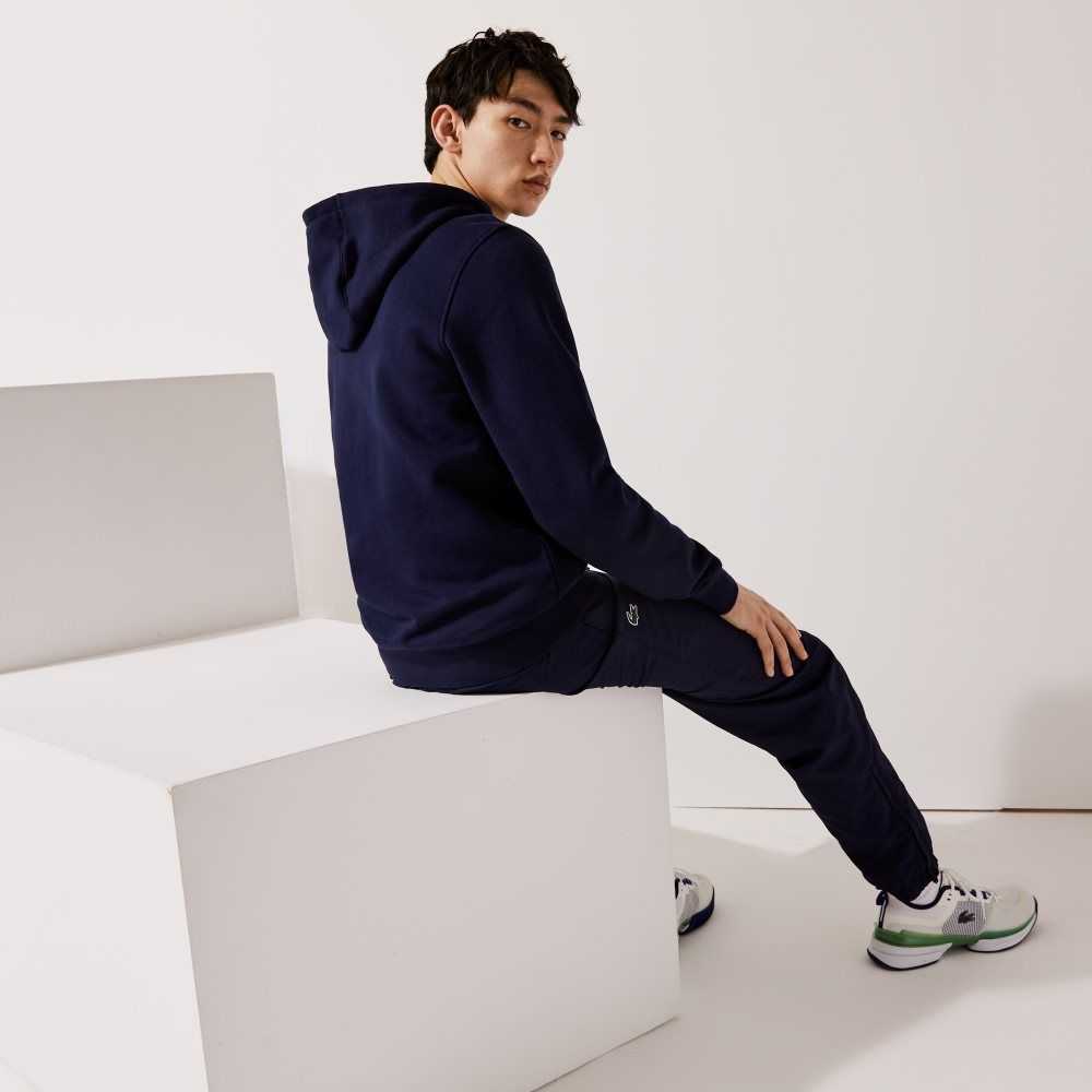 Lacoste SPORT Hafif Bi-material Hoodie Lacivert Mavi | VI1359607