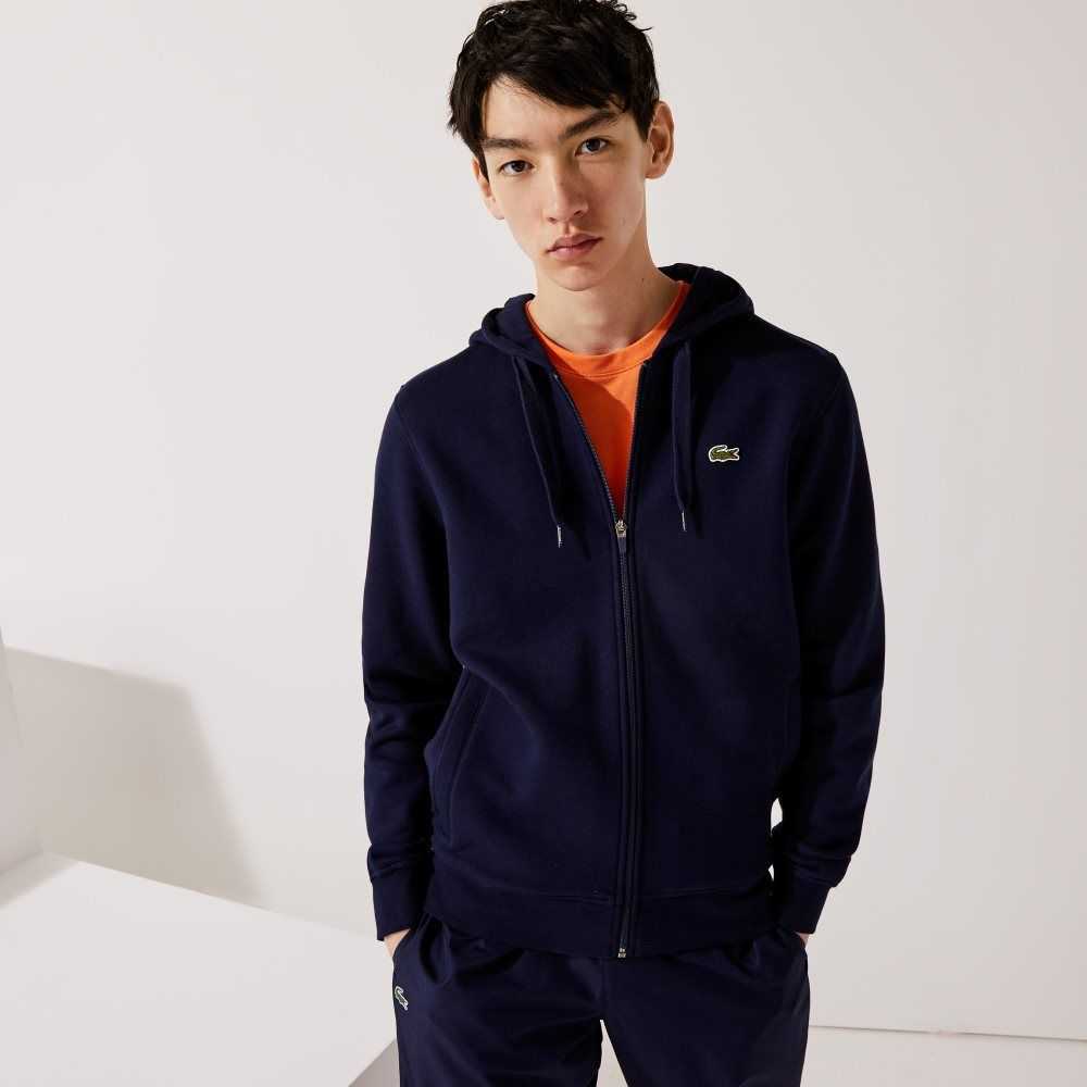 Lacoste SPORT Hafif Bi-material Hoodie Lacivert Mavi | VI1359607