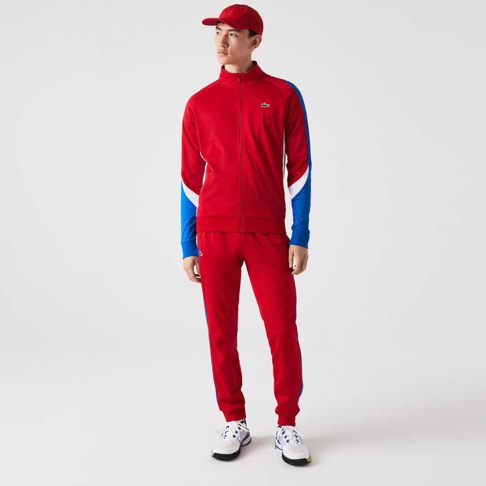 Lacoste SPORT Klasik Fit Zip Tenis Kırmızı Mavi Beyaz | MU5217608