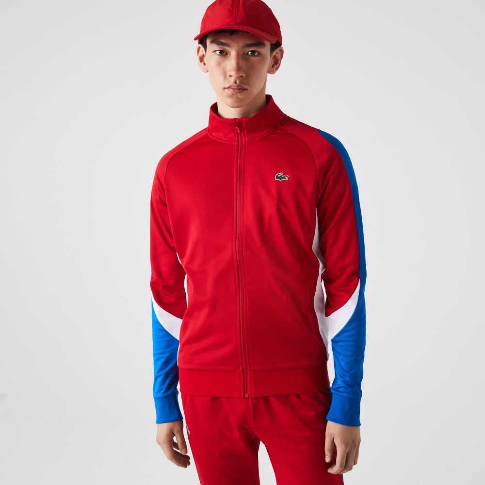 Lacoste SPORT Klasik Fit Zip Tenis Kırmızı Mavi Beyaz | MU5217608