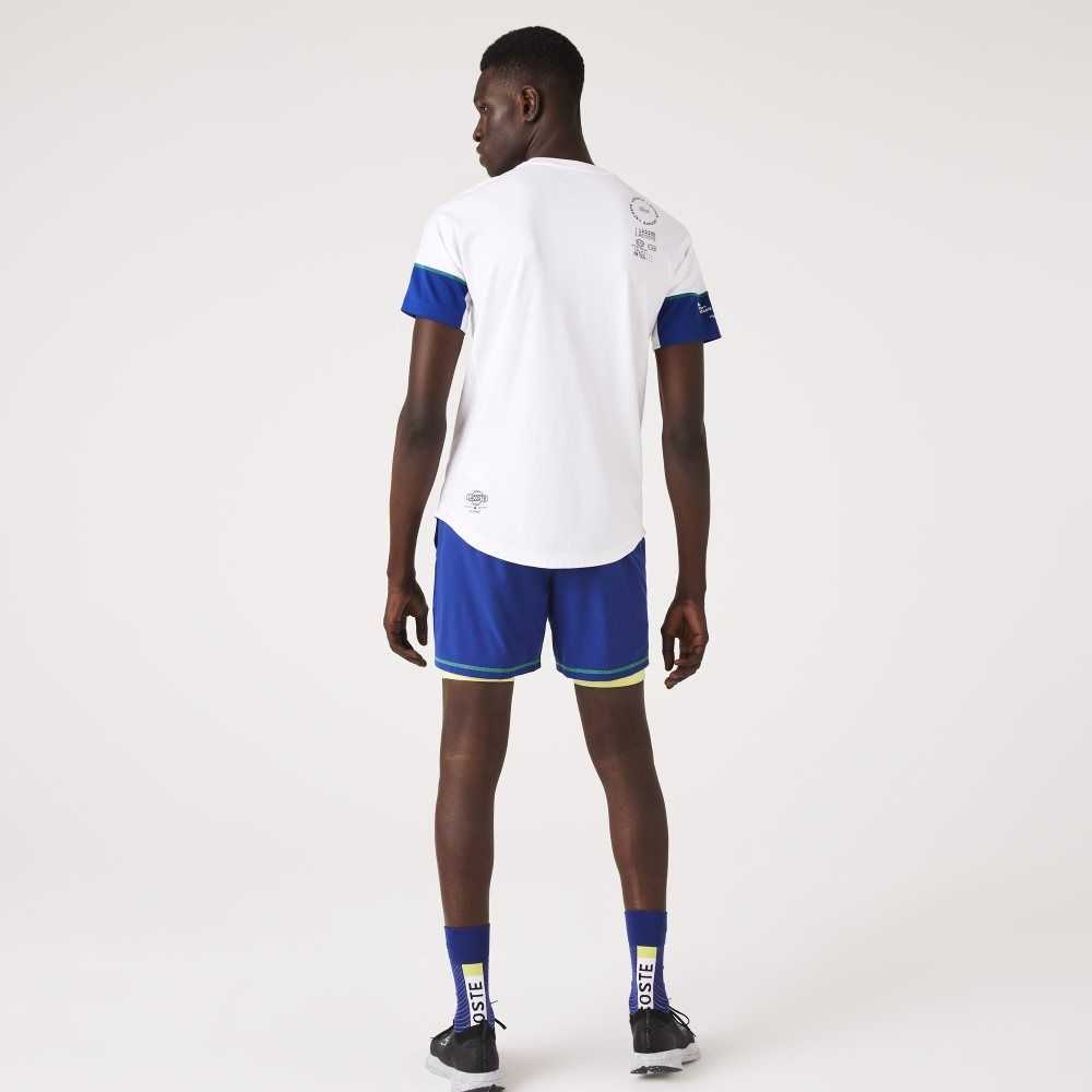 Lacoste SPORT Lettered Technical Pamuklu Beyaz Mavi Siyah Beyaz | TC2046183