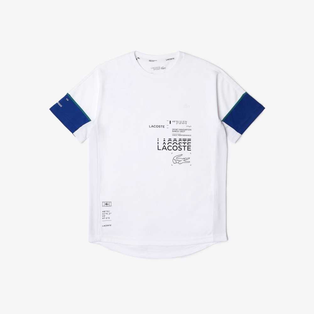 Lacoste SPORT Lettered Technical Pamuklu Beyaz Mavi Siyah Beyaz | TC2046183