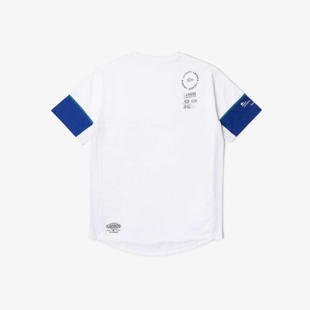 Lacoste SPORT Lettered Technical Pamuklu Beyaz Mavi Siyah Beyaz | TC2046183